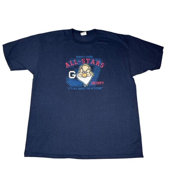 Vintage Disney Store T Shirt Mens Size 2XL All Stars Go Grumpy Blue Cotton - Picture 3 of 7